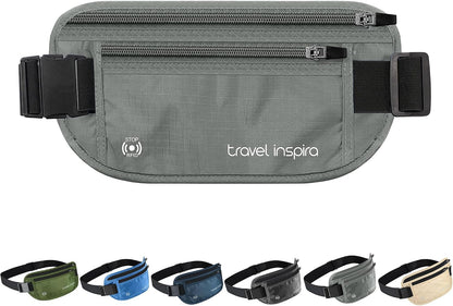 RFID Hidden Money Belt Slim Anti Theft Travel Wallet | Passport Holder for Travel Concealed under Clothes for Ultimate Protection of Credit Cards, Cash, Passport & Documents, Black