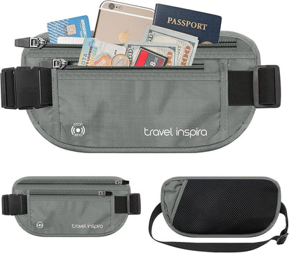 RFID Hidden Money Belt Slim Anti Theft Travel Wallet | Passport Holder for Travel Concealed under Clothes for Ultimate Protection of Credit Cards, Cash, Passport & Documents, Black
