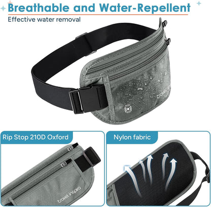 RFID Hidden Money Belt Slim Anti Theft Travel Wallet | Passport Holder for Travel Concealed under Clothes for Ultimate Protection of Credit Cards, Cash, Passport & Documents, Black