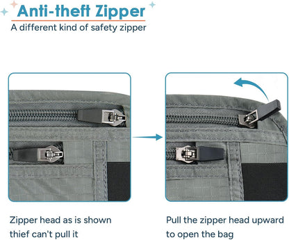 RFID Hidden Money Belt Slim Anti Theft Travel Wallet | Passport Holder for Travel Concealed under Clothes for Ultimate Protection of Credit Cards, Cash, Passport & Documents, Black