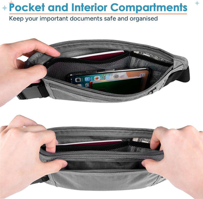 RFID Hidden Money Belt Slim Anti Theft Travel Wallet | Passport Holder for Travel Concealed under Clothes for Ultimate Protection of Credit Cards, Cash, Passport & Documents, Black