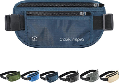 RFID Hidden Money Belt Slim Anti Theft Travel Wallet | Passport Holder for Travel Concealed under Clothes for Ultimate Protection of Credit Cards, Cash, Passport & Documents, Black