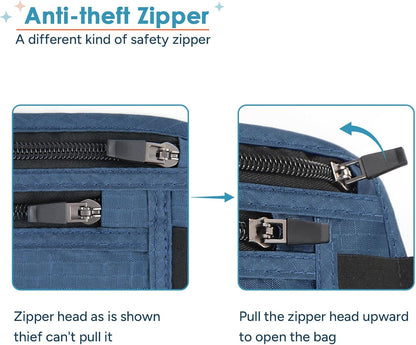 RFID Hidden Money Belt Slim Anti Theft Travel Wallet | Passport Holder for Travel Concealed under Clothes for Ultimate Protection of Credit Cards, Cash, Passport & Documents, Black