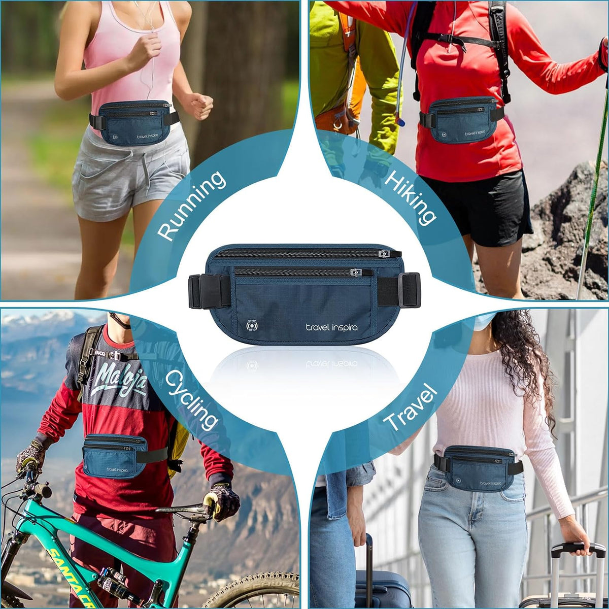 RFID Hidden Money Belt Slim Anti Theft Travel Wallet | Passport Holder for Travel Concealed under Clothes for Ultimate Protection of Credit Cards, Cash, Passport & Documents, Black