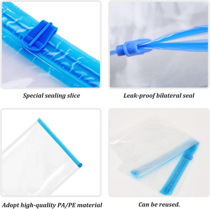 Andiker Vacuum Storage Bags 6 Pcs, Transparent and Environmental Protection Travel Compression Bags Sealing Clothes Bags Save 80% Space Saver Bag