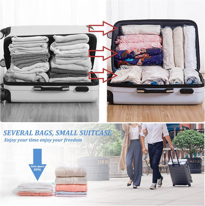 Andiker Vacuum Storage Bags 6 Pcs, Transparent and Environmental Protection Travel Compression Bags Sealing Clothes Bags Save 80% Space Saver Bag