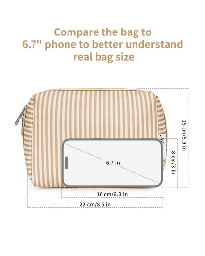 Cute Makeup Bag Travel Cosmetic Bag Organizer Toiletry Bag Make Up Bags with Compartments for Women Girls (Large, Blue Lotus)