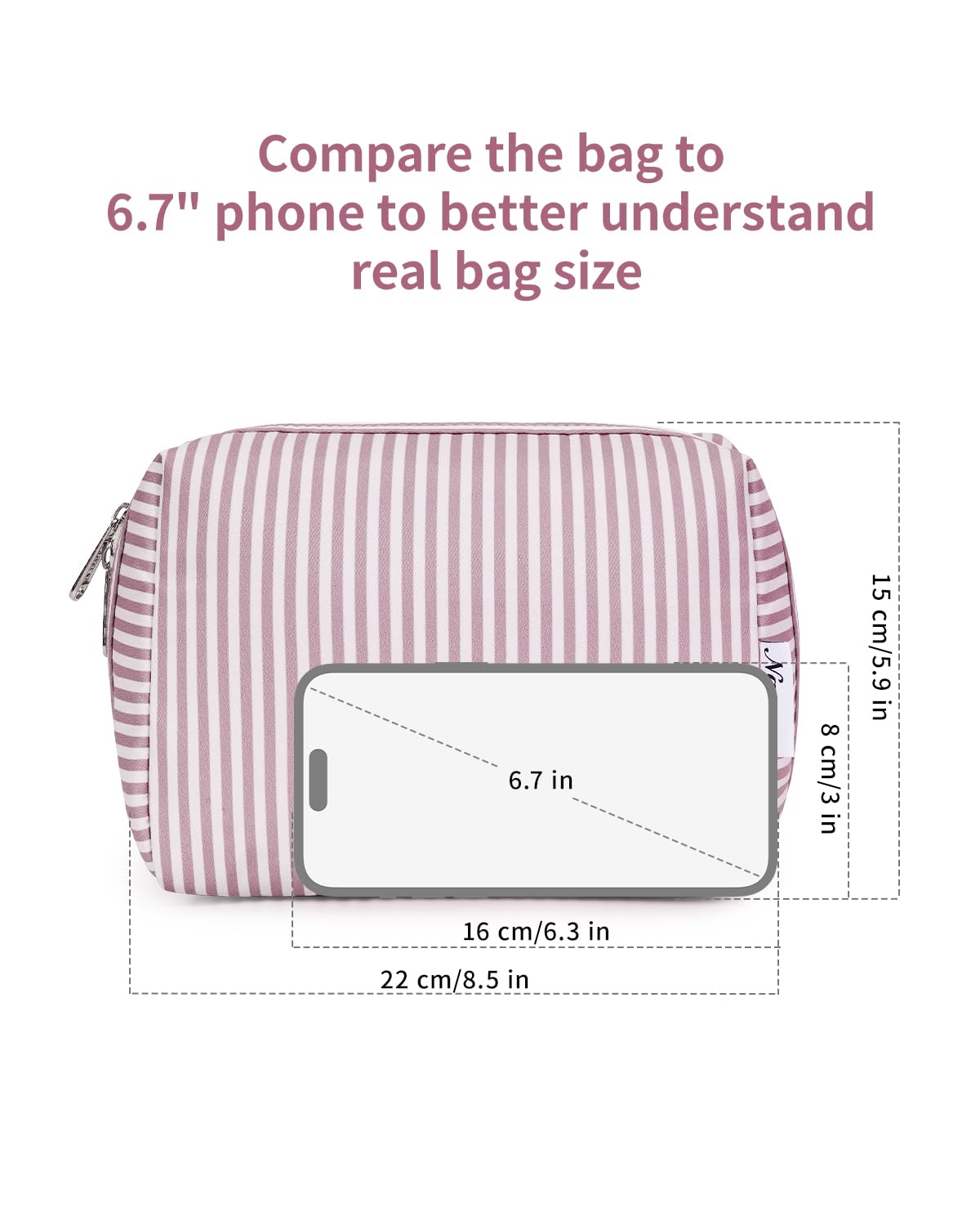 Cute Makeup Bag Travel Cosmetic Bag Organizer Toiletry Bag Make Up Bags with Compartments for Women Girls (Large, Blue Lotus)
