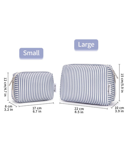 Cute Makeup Bag Travel Cosmetic Bag Organizer Toiletry Bag Make Up Bags with Compartments for Women Girls (Large, Blue Lotus)