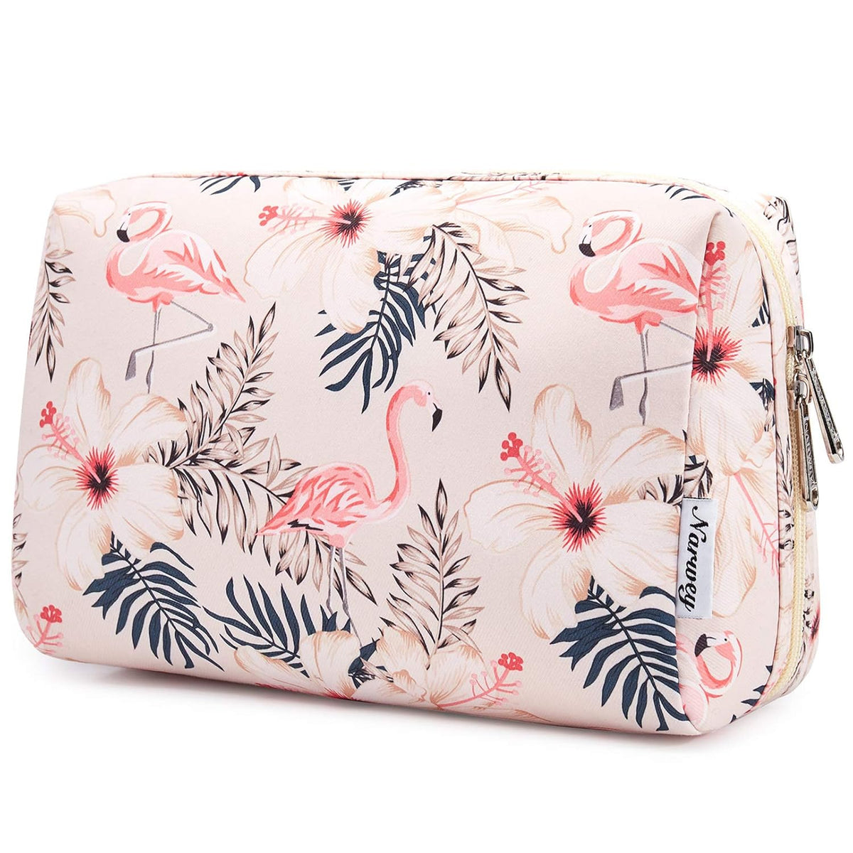 Cute Makeup Bag Travel Cosmetic Bag Organizer Toiletry Bag Make Up Bags with Compartments for Women Girls (Large, Blue Lotus)