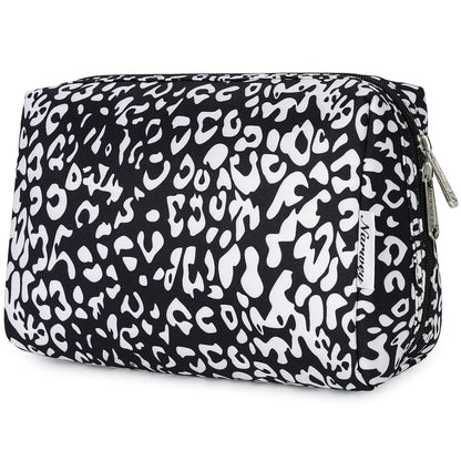 Cute Makeup Bag Travel Cosmetic Bag Organizer Toiletry Bag Make Up Bags with Compartments for Women Girls (Large, Blue Lotus)