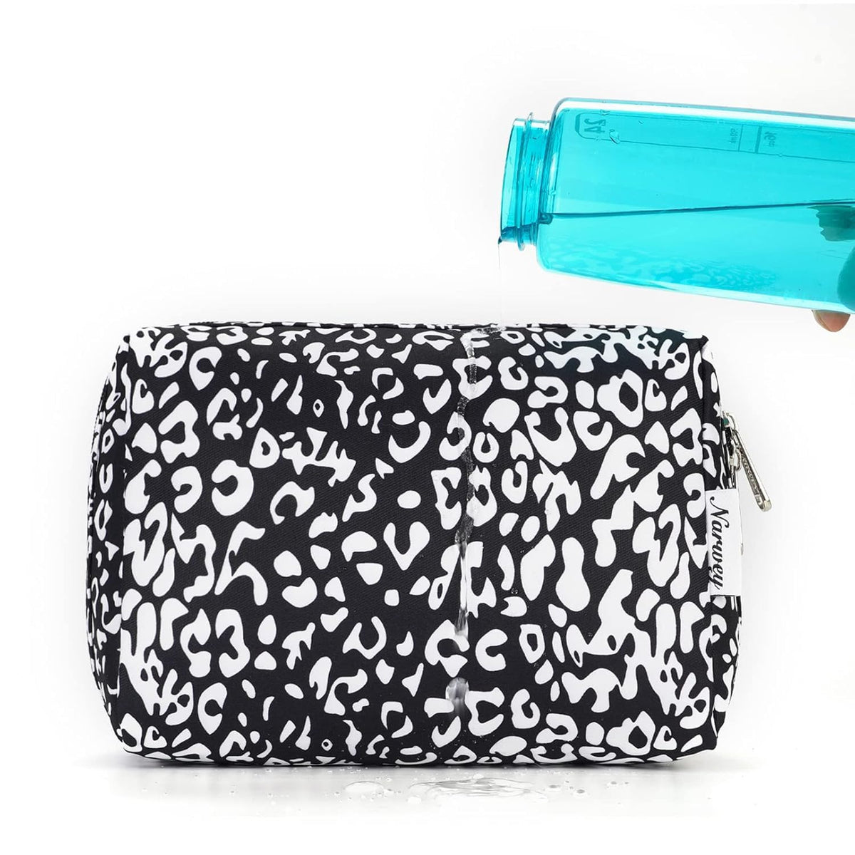 Cute Makeup Bag Travel Cosmetic Bag Organizer Toiletry Bag Make Up Bags with Compartments for Women Girls (Large, Blue Lotus)