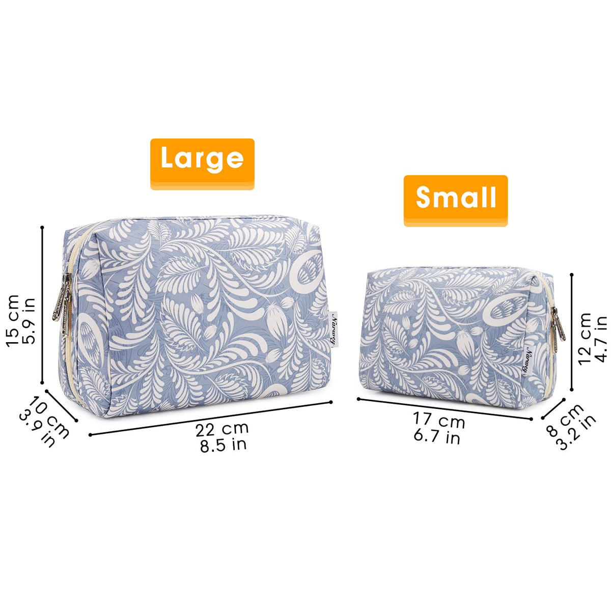 Cute Makeup Bag Travel Cosmetic Bag Organizer Toiletry Bag Make Up Bags with Compartments for Women Girls (Large, Blue Lotus)