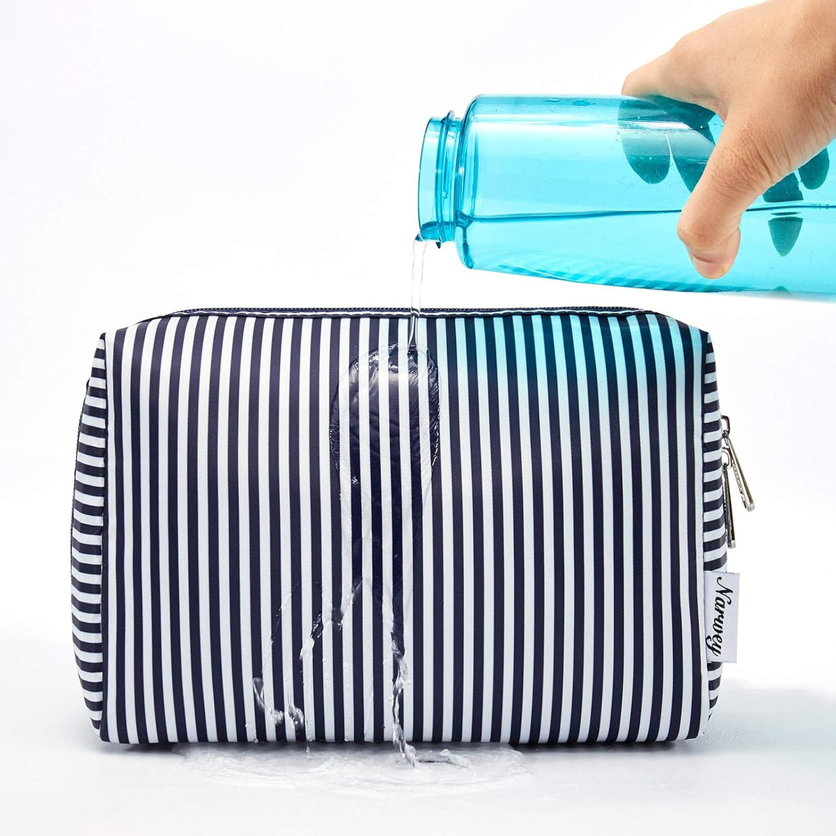 Cute Makeup Bag Travel Cosmetic Bag Organizer Toiletry Bag Make Up Bags with Compartments for Women Girls (Large, Blue Lotus)
