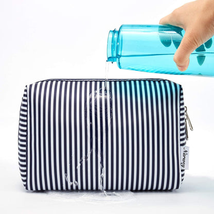 Cute Makeup Bag Travel Cosmetic Bag Organizer Toiletry Bag Make Up Bags with Compartments for Women Girls (Large, Blue Lotus)
