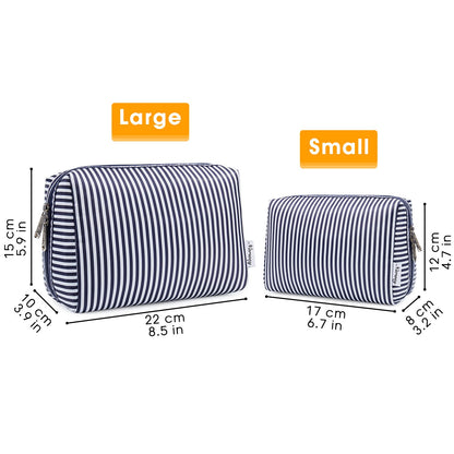 Cute Makeup Bag Travel Cosmetic Bag Organizer Toiletry Bag Make Up Bags with Compartments for Women Girls (Large, Blue Lotus)