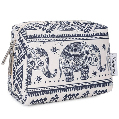 Cute Makeup Bag Travel Cosmetic Bag Organizer Toiletry Bag Make Up Bags with Compartments for Women Girls (Large, Blue Lotus)