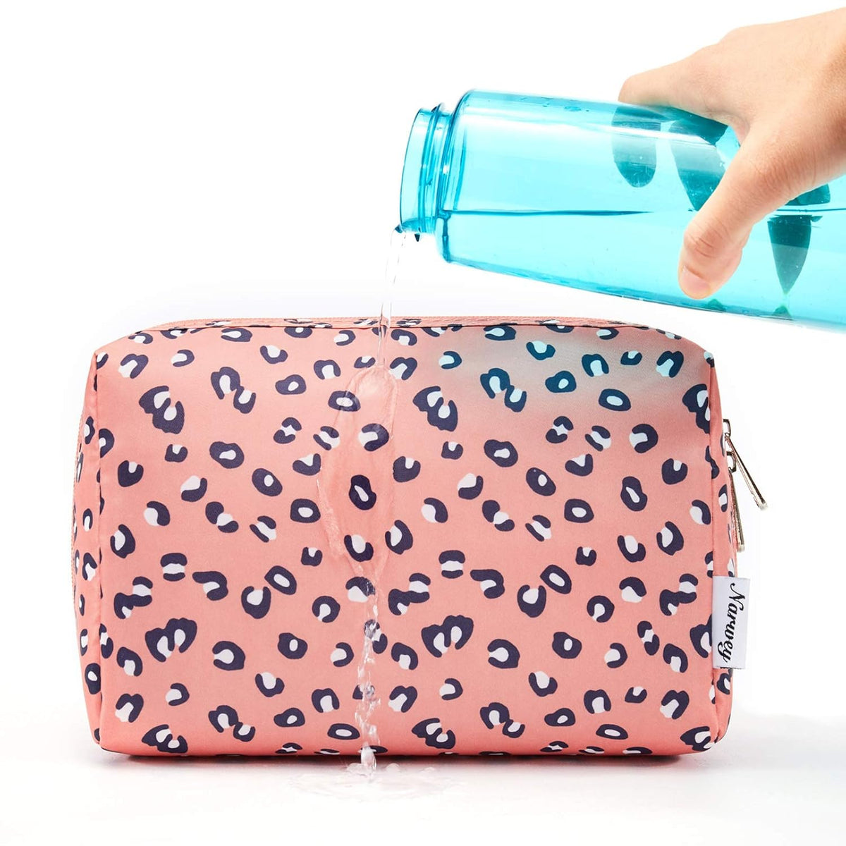 Cute Makeup Bag Travel Cosmetic Bag Organizer Toiletry Bag Make Up Bags with Compartments for Women Girls (Large, Blue Lotus)