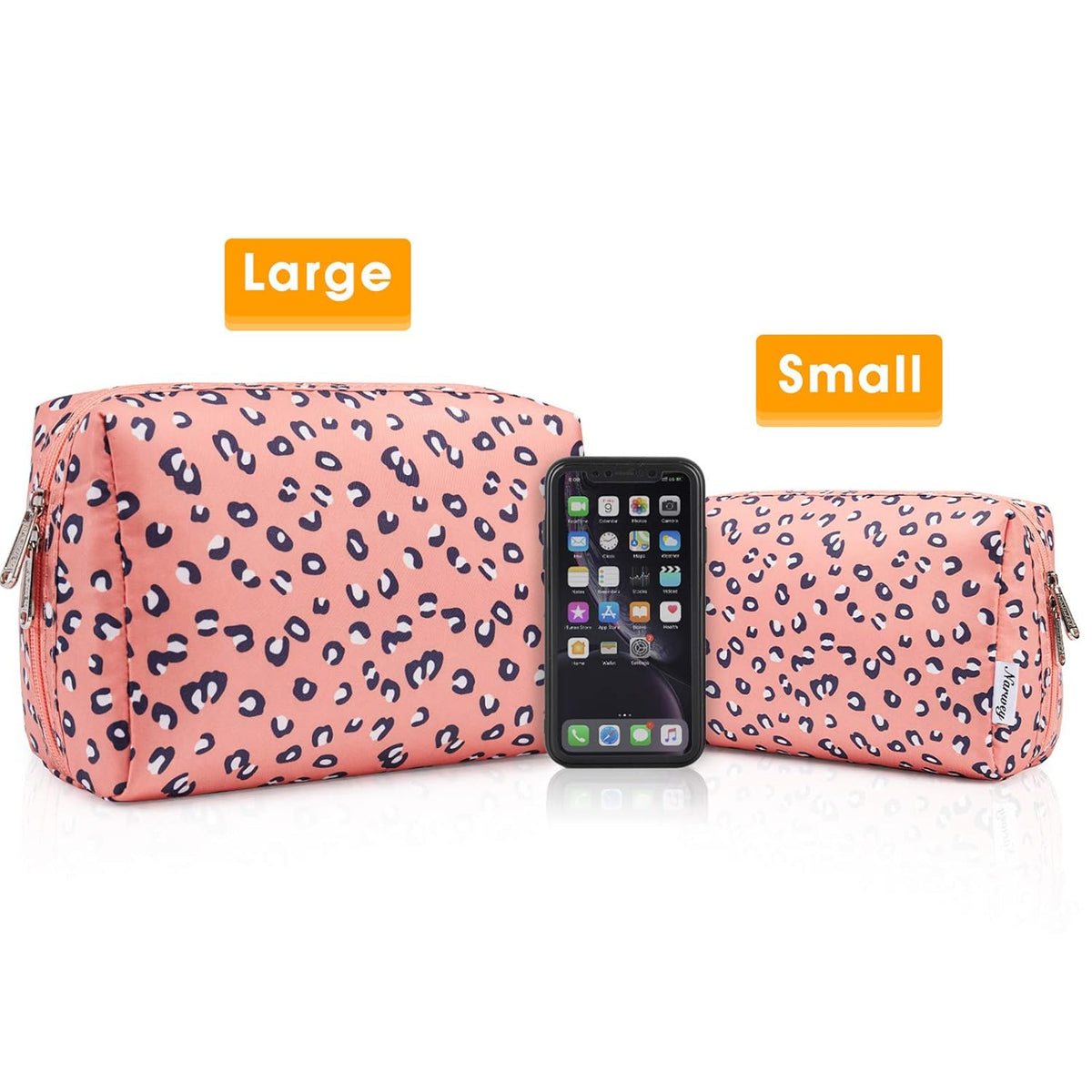 Cute Makeup Bag Travel Cosmetic Bag Organizer Toiletry Bag Make Up Bags with Compartments for Women Girls (Large, Blue Lotus)