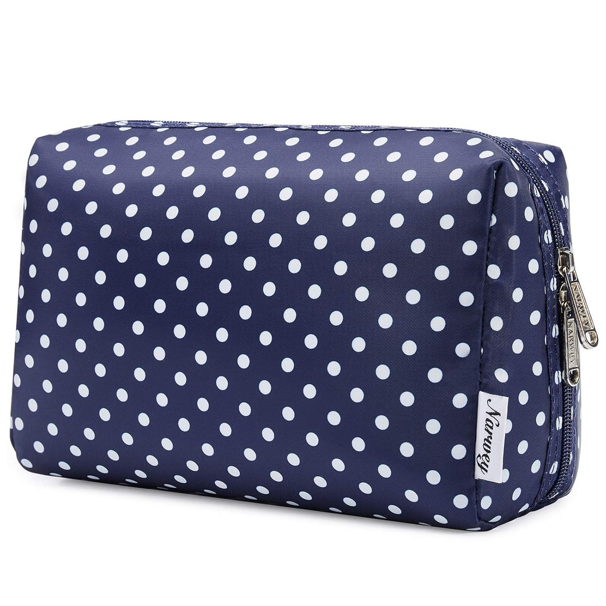 Cute Makeup Bag Travel Cosmetic Bag Organizer Toiletry Bag Make Up Bags with Compartments for Women Girls (Large, Blue Lotus)