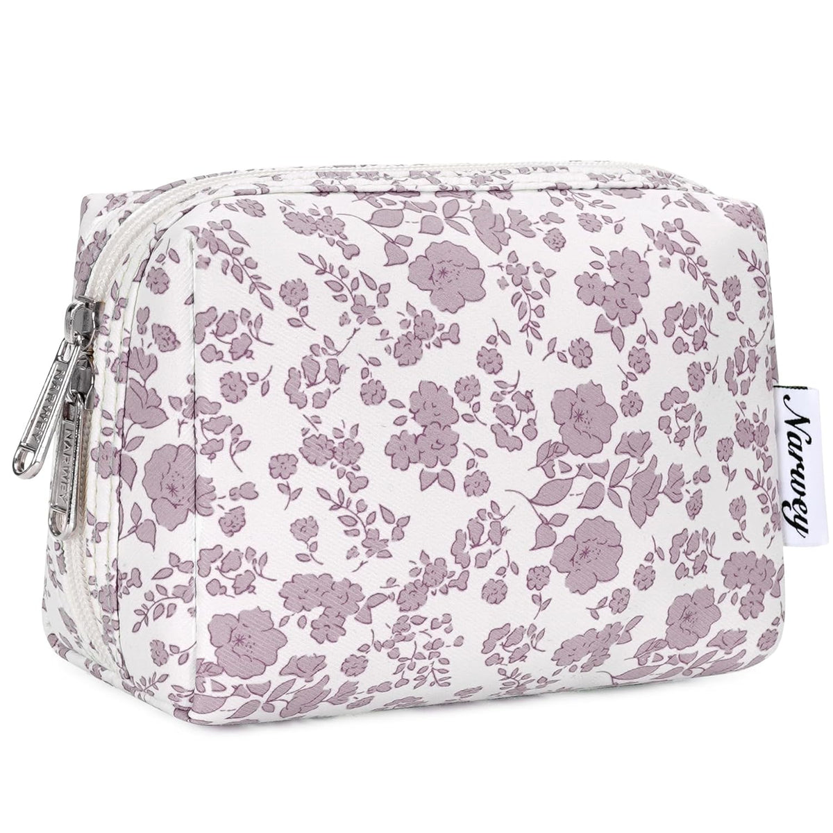 Cute Makeup Bag Travel Cosmetic Bag Organizer Toiletry Bag Make Up Bags with Compartments for Women Girls (Large, Blue Lotus)
