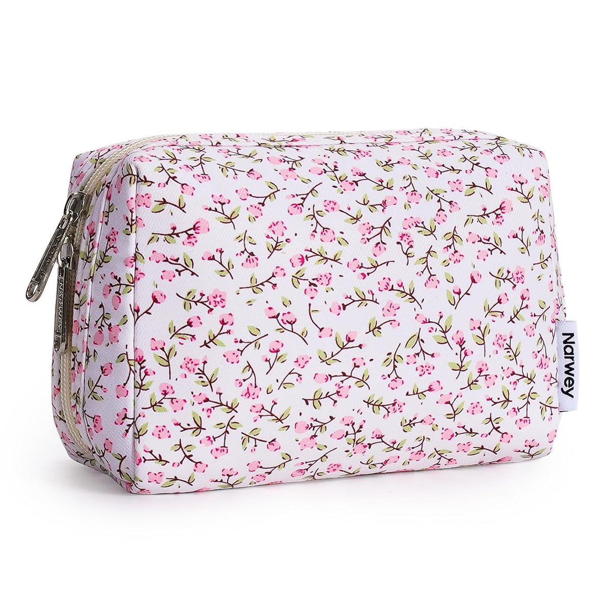 Cute Makeup Bag Travel Cosmetic Bag Organizer Toiletry Bag Make Up Bags with Compartments for Women Girls (Large, Blue Lotus)