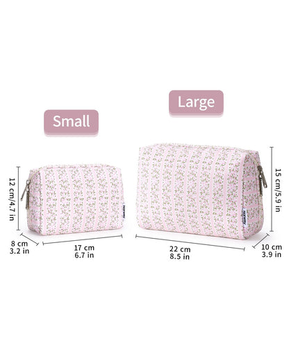 Cute Makeup Bag Travel Cosmetic Bag Organizer Toiletry Bag Make Up Bags with Compartments for Women Girls (Large, Blue Lotus)
