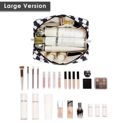 Cute Makeup Bag Travel Cosmetic Bag Organizer Toiletry Bag Make Up Bags with Compartments for Women Girls (Large, Blue Lotus)