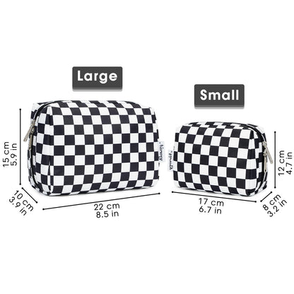 Cute Makeup Bag Travel Cosmetic Bag Organizer Toiletry Bag Make Up Bags with Compartments for Women Girls (Large, Blue Lotus)