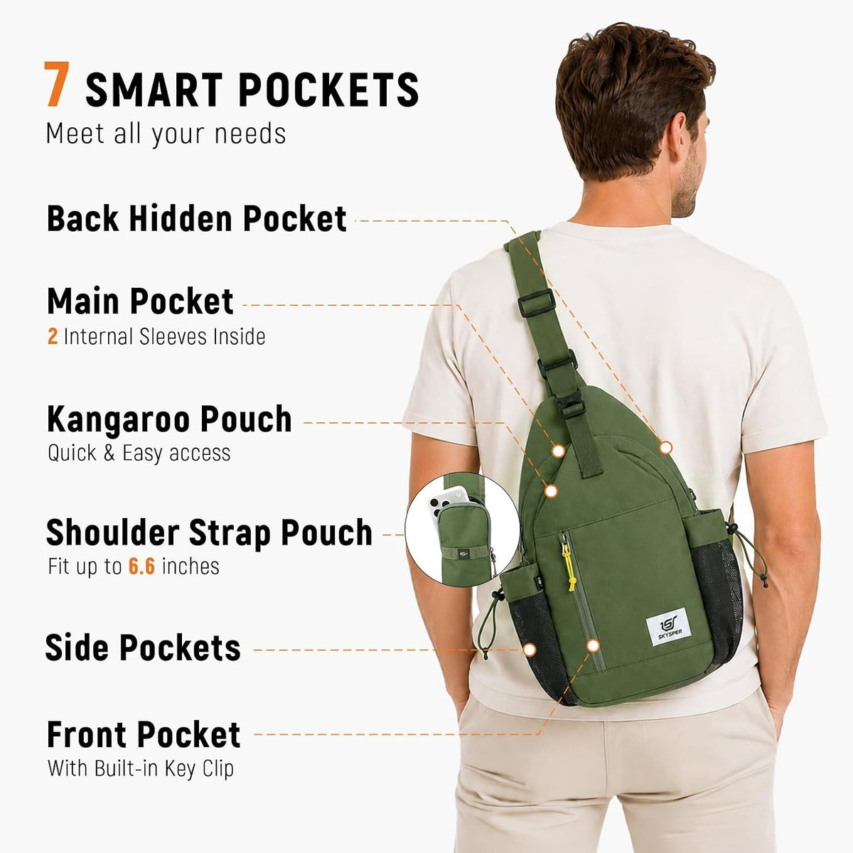 Sling Bag Anti-Theft Crossbody Bag RFID Travel Cross Body Shoulder Sling Backpack