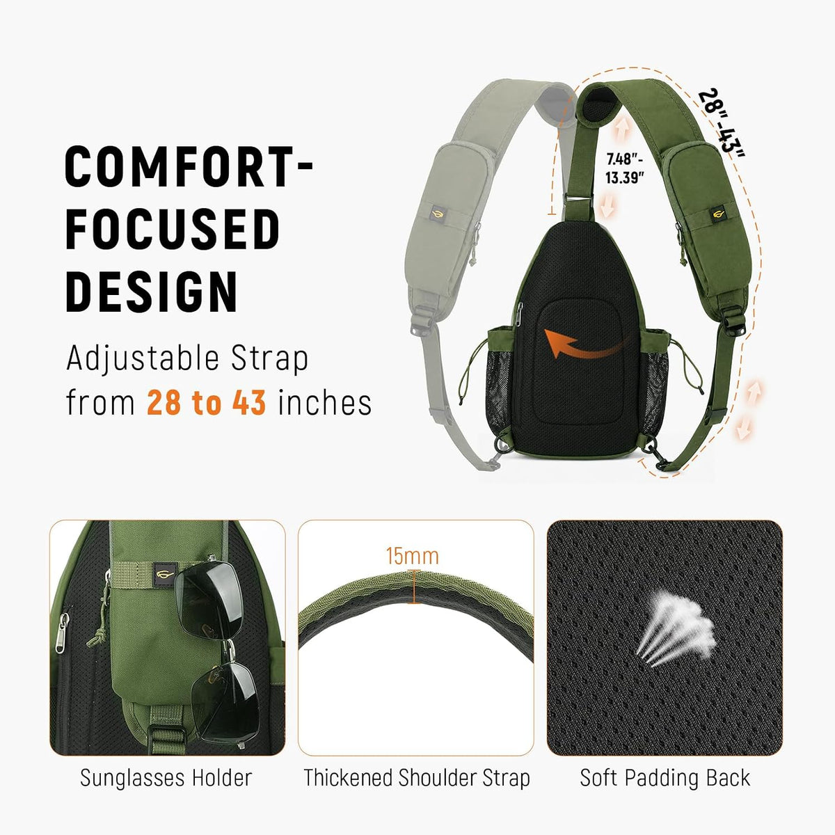 Sling Bag Anti-Theft Crossbody Bag RFID Travel Cross Body Shoulder Sling Backpack