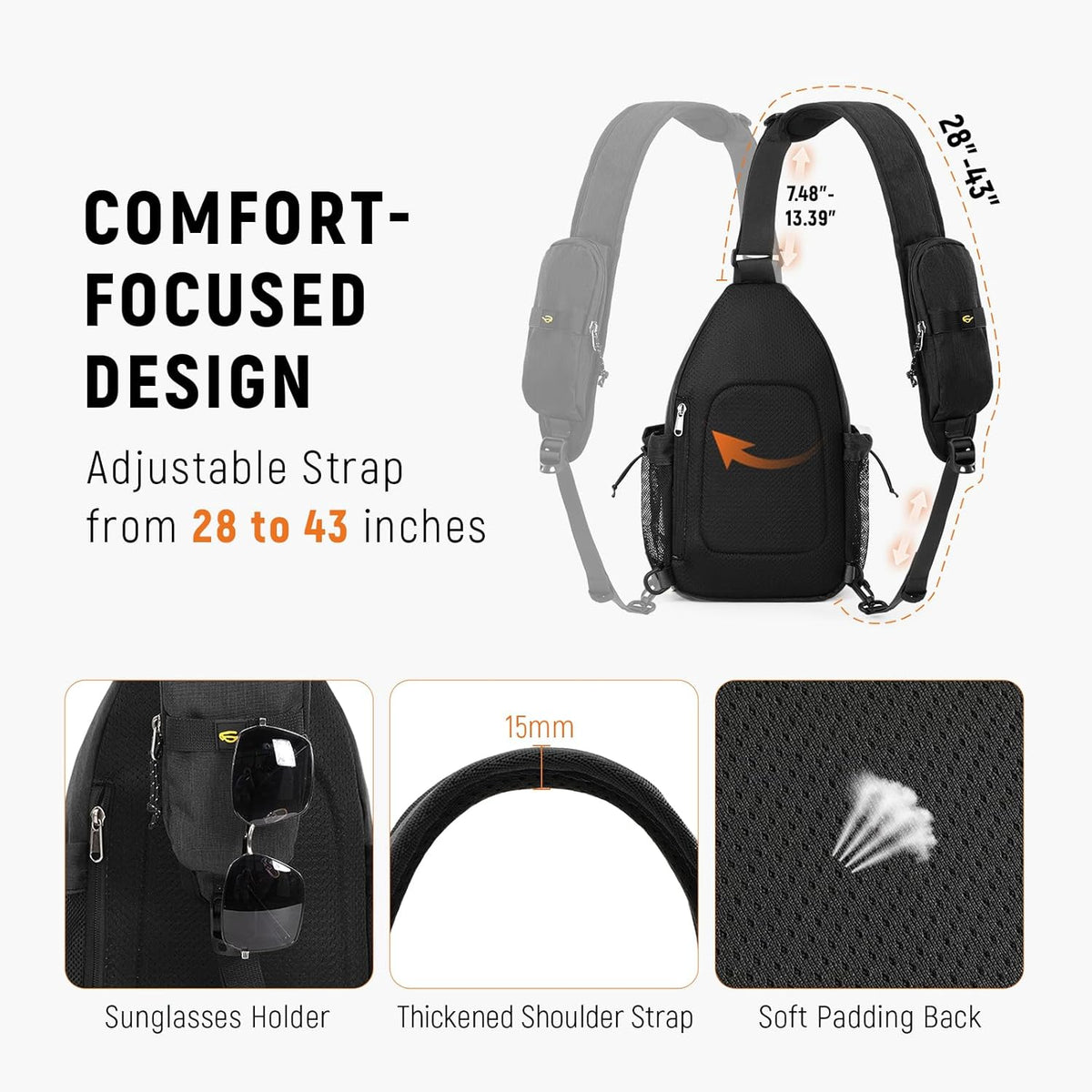 Sling Bag Anti-Theft Crossbody Bag RFID Travel Cross Body Shoulder Sling Backpack