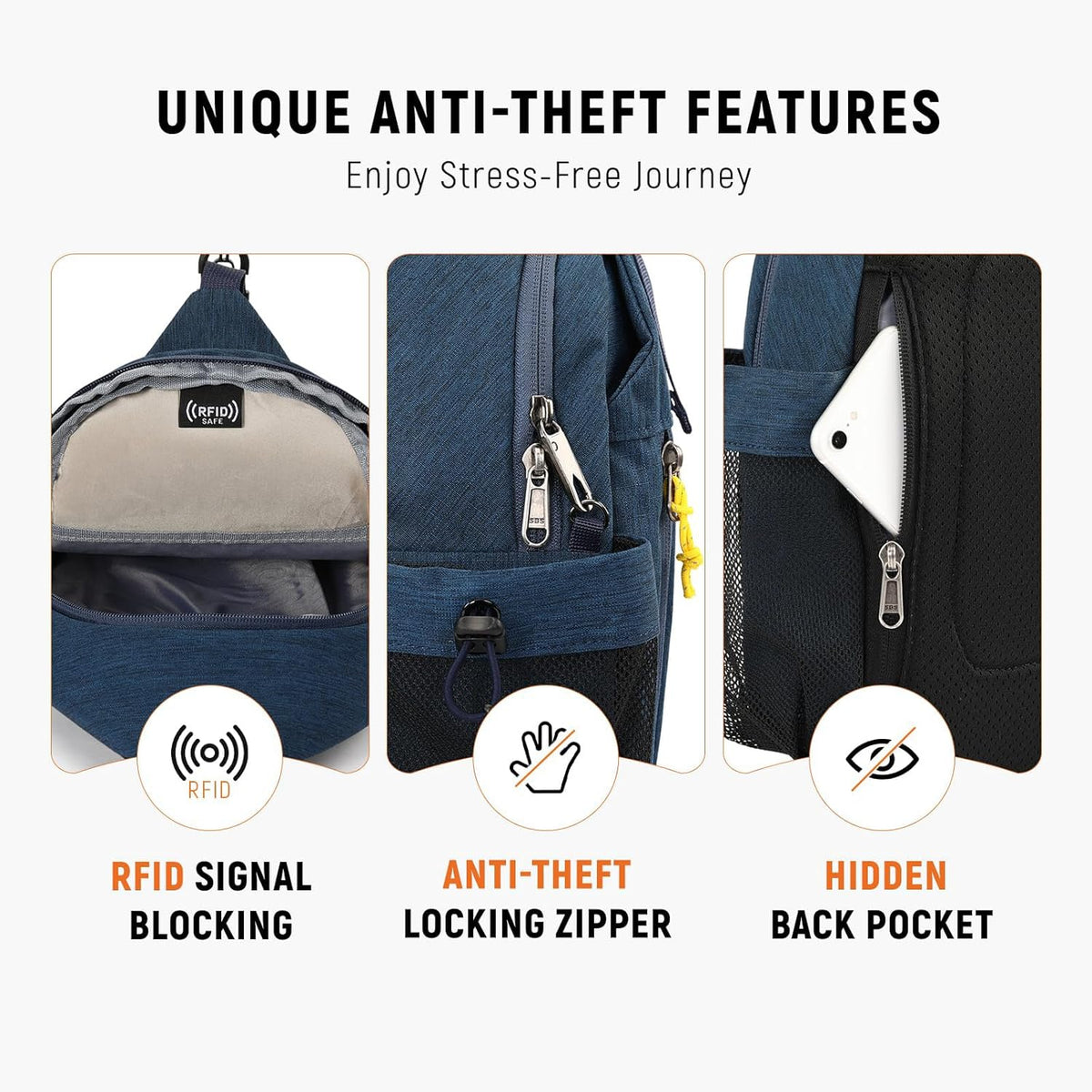 Sling Bag Anti-Theft Crossbody Bag RFID Travel Cross Body Shoulder Sling Backpack