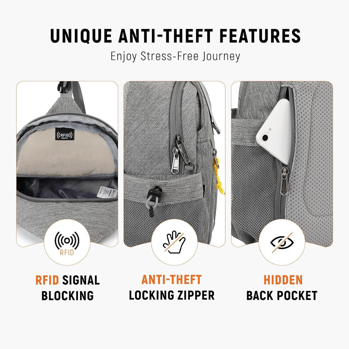 Sling Bag Anti-Theft Crossbody Bag RFID Travel Cross Body Shoulder Sling Backpack
