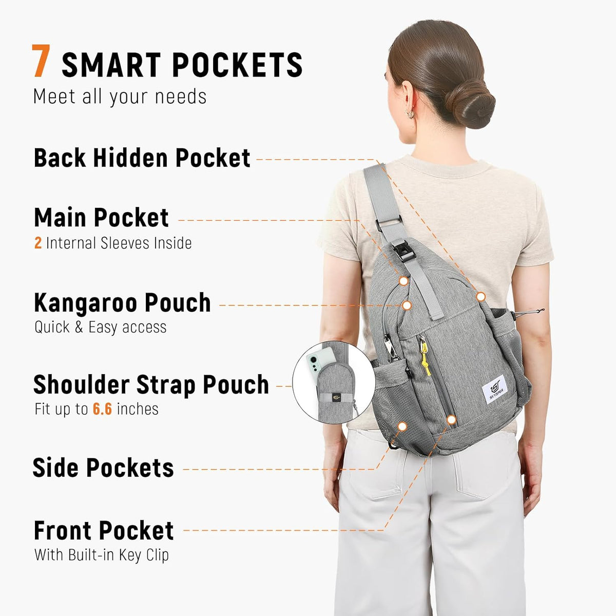 Sling Bag Anti-Theft Crossbody Bag RFID Travel Cross Body Shoulder Sling Backpack