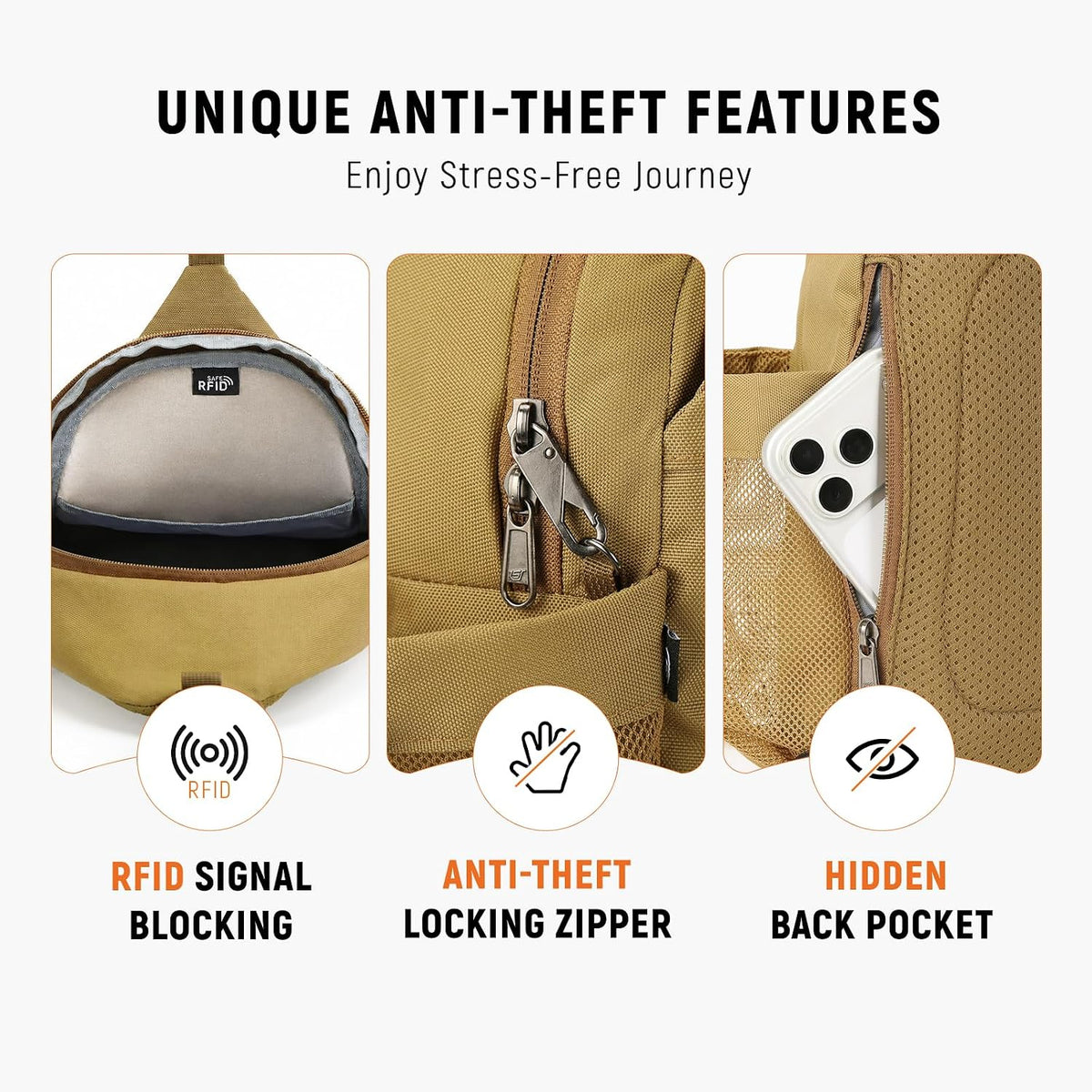 Sling Bag Anti-Theft Crossbody Bag RFID Travel Cross Body Shoulder Sling Backpack