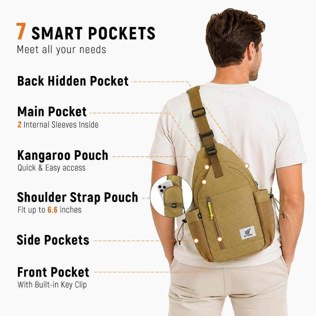 Sling Bag Anti-Theft Crossbody Bag RFID Travel Cross Body Shoulder Sling Backpack