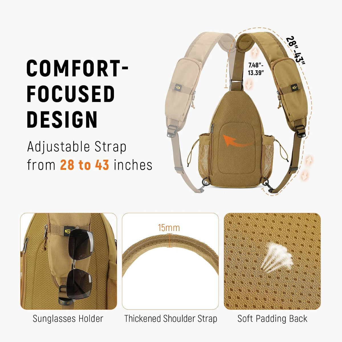 Sling Bag Anti-Theft Crossbody Bag RFID Travel Cross Body Shoulder Sling Backpack