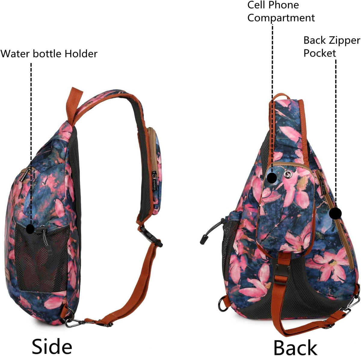 Sling backpack Crossbody Shoulder Chest Bag Travel Hiking Daypack for Women XB-04