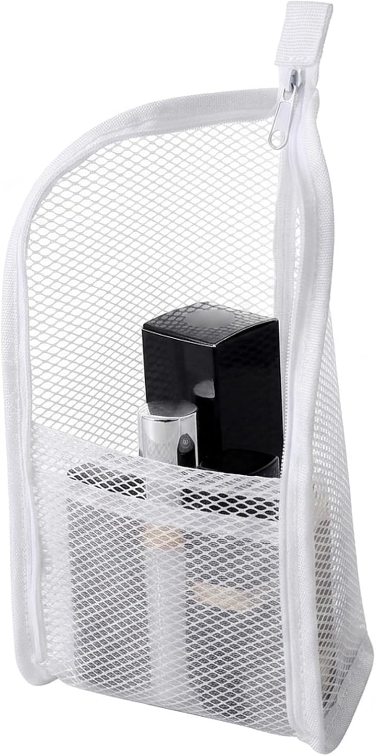 Standing Toiletry Bag, Hanging Travel Toiletry Bag with Clear Compartments, Large Makeup Bag for Organized Travel Essentials, White Standing Make Up Bag with Multiple Pockets