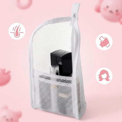 Standing Toiletry Bag, Hanging Travel Toiletry Bag with Clear Compartments, Large Makeup Bag for Organized Travel Essentials, White Standing Make Up Bag with Multiple Pockets