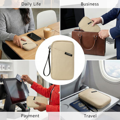 Family Passport Wallet & Travel Document Organizer-Large Capacity, Ultra-Slim Design for Men and Women,Secure Holder for Passports, Boarding Passes, Credit Cards, Cash, Travel Essentials