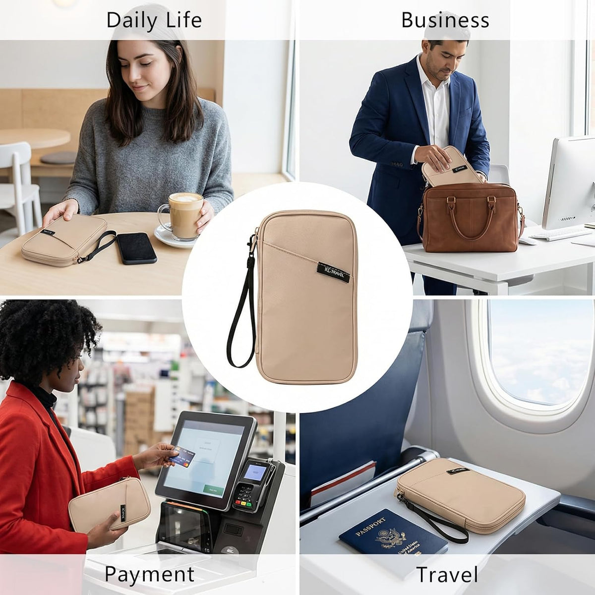 Family Passport Wallet & Travel Document Organizer-Large Capacity, Ultra-Slim Design for Men and Women,Secure Holder for Passports, Boarding Passes, Credit Cards, Cash, Travel Essentials