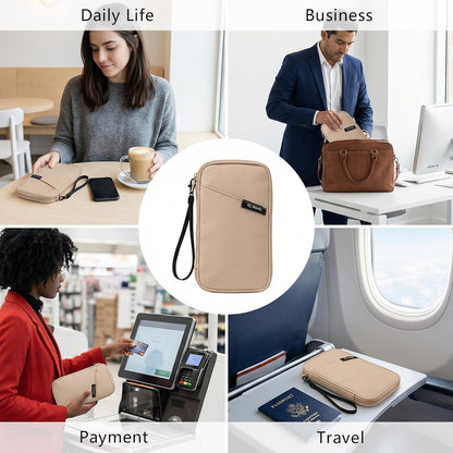 Family Passport Wallet & Travel Document Organizer-Large Capacity, Ultra-Slim Design for Men and Women,Secure Holder for Passports, Boarding Passes, Credit Cards, Cash, Travel Essentials