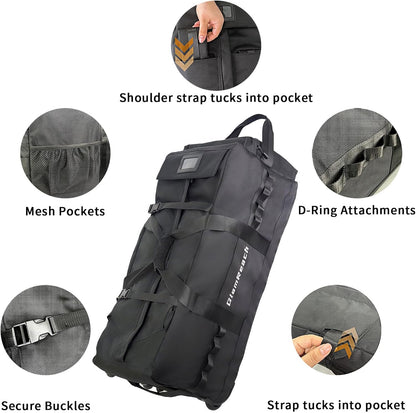 100L Rolling Duffle Bag with Wheels and Handle-Water Repellent Polyester, Duffle Bag for Travel with Hidden Straps, Travel Bag For Men & Women For Camping Sports Travel (Black)