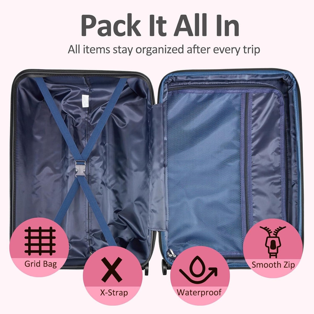 Carry on Luggage 22x14x9 Airline Approved, Expandable 20 Inch Hardside Suitcase with Wheels TSA Lock, PC+ABS Lightweight Carry on Suitcases for Women