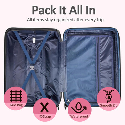Carry on Luggage 22x14x9 Airline Approved, Expandable 20 Inch Hardside Suitcase with Wheels TSA Lock, PC+ABS Lightweight Carry on Suitcases for Women