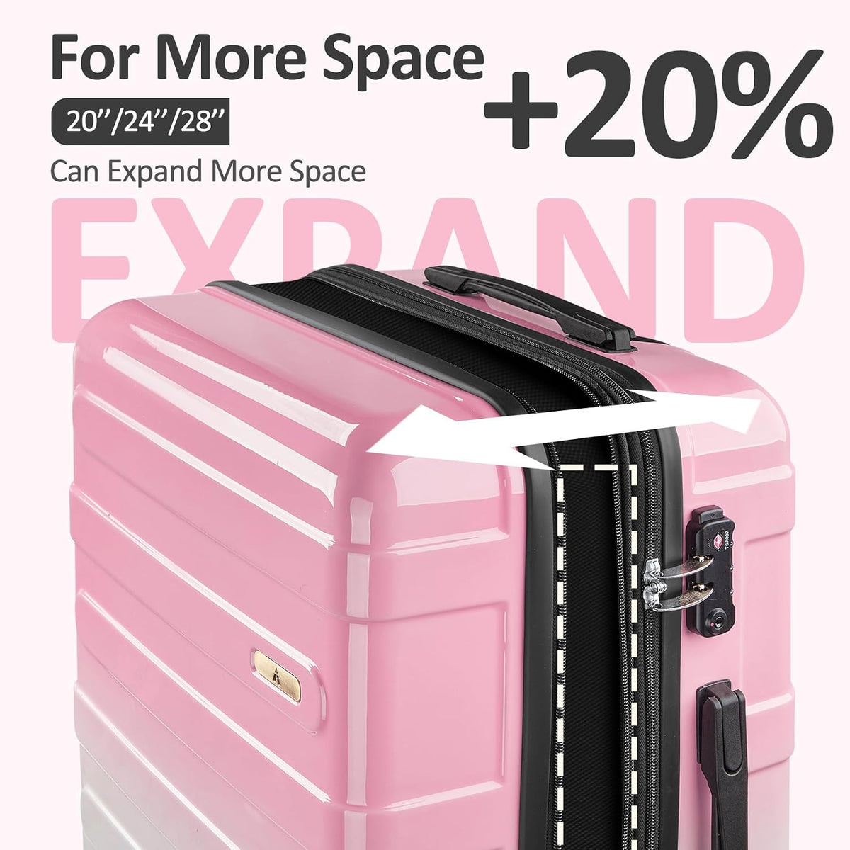 Carry on Luggage 22x14x9 Airline Approved, Expandable 20 Inch Hardside Suitcase with Wheels TSA Lock, PC+ABS Lightweight Carry on Suitcases for Women
