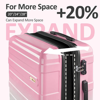 Carry on Luggage 22x14x9 Airline Approved, Expandable 20 Inch Hardside Suitcase with Wheels TSA Lock, PC+ABS Lightweight Carry on Suitcases for Women