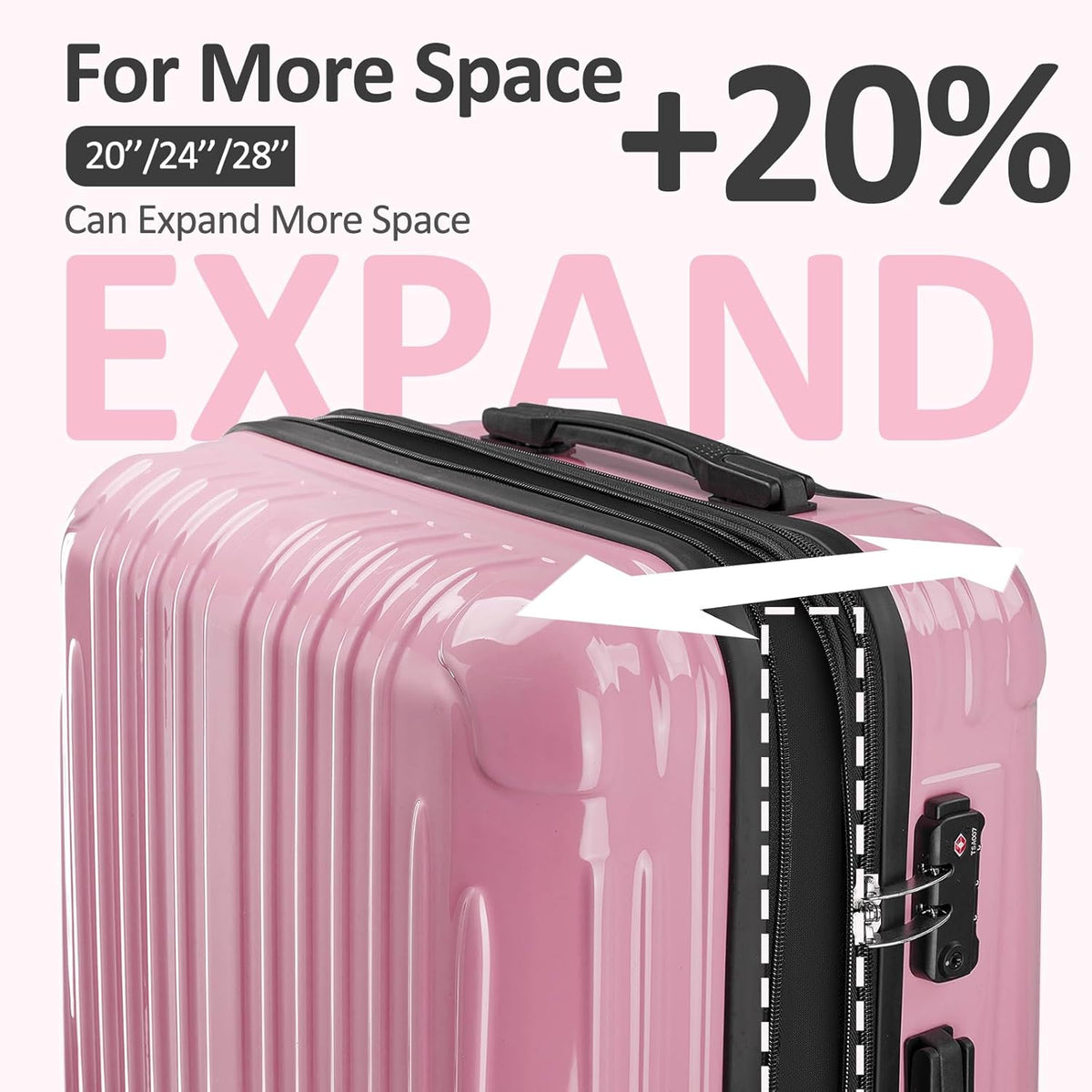 Carry on Luggage 22x14x9 Airline Approved, Expandable 20 Inch Hardside Suitcase with Wheels TSA Lock, PC+ABS Lightweight Carry on Suitcases for Women